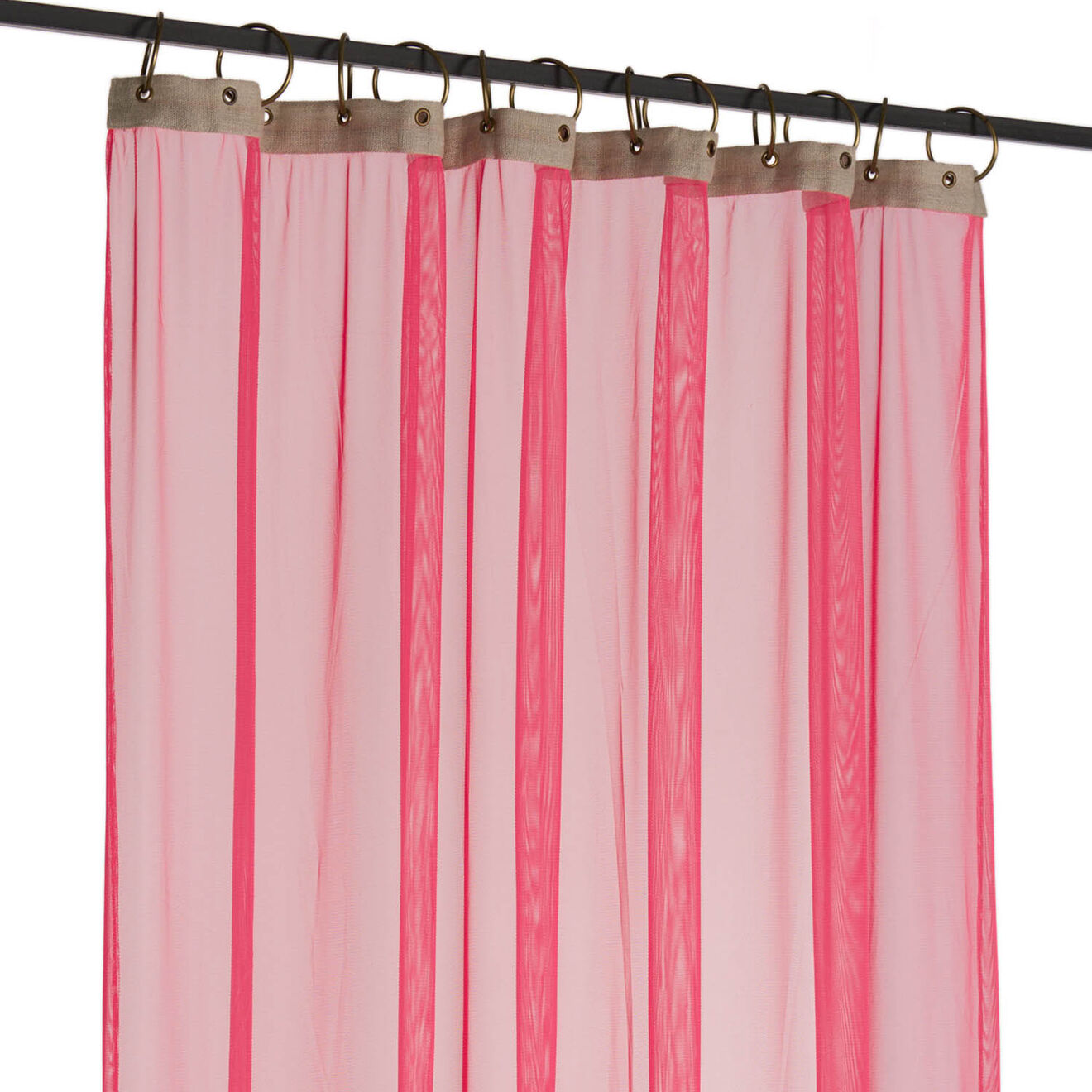 En Fil d'Indienne Rideau en Lin & Tulle corail - 130x280 cm