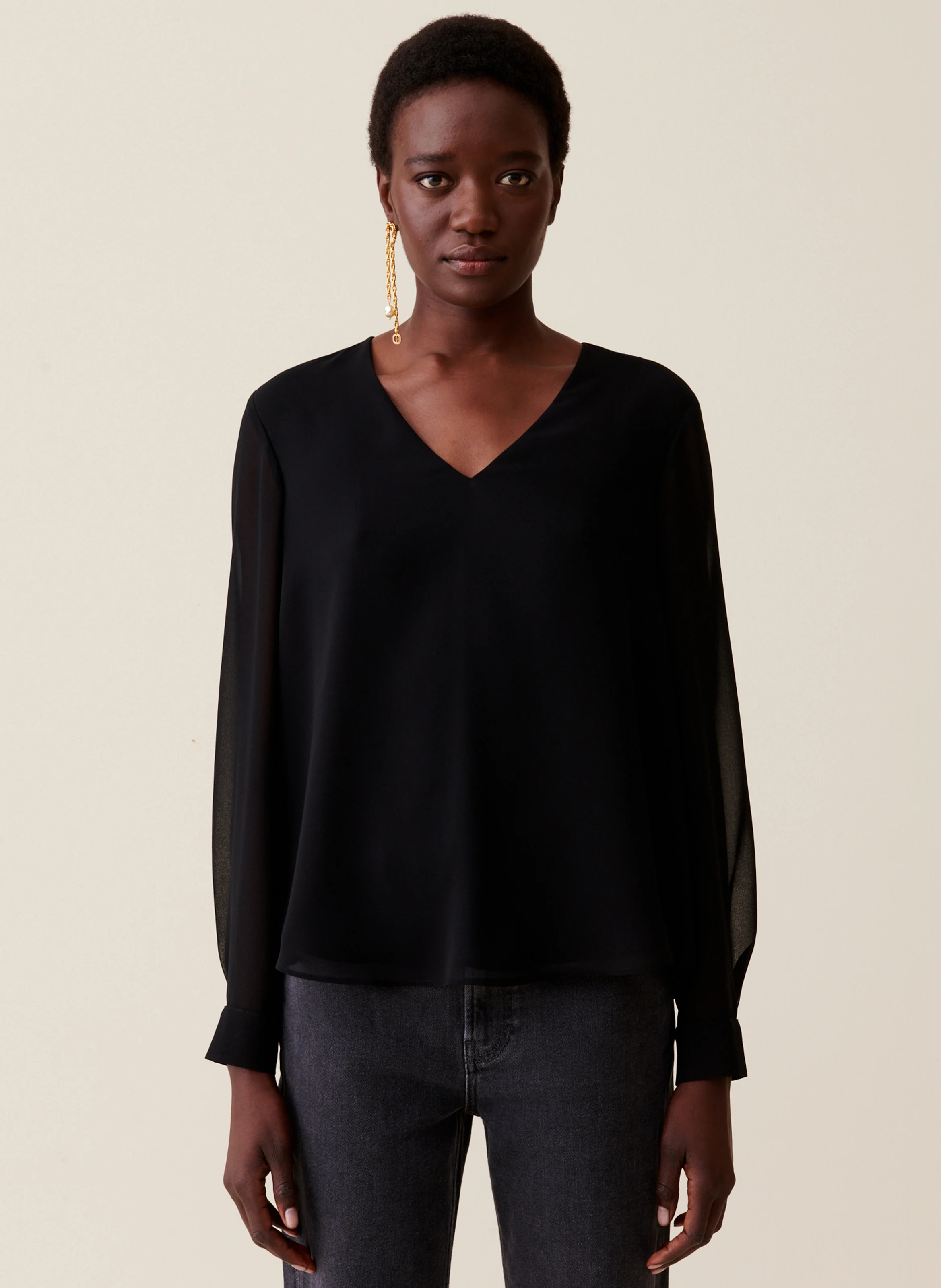Blouse fluide transparente | Noir