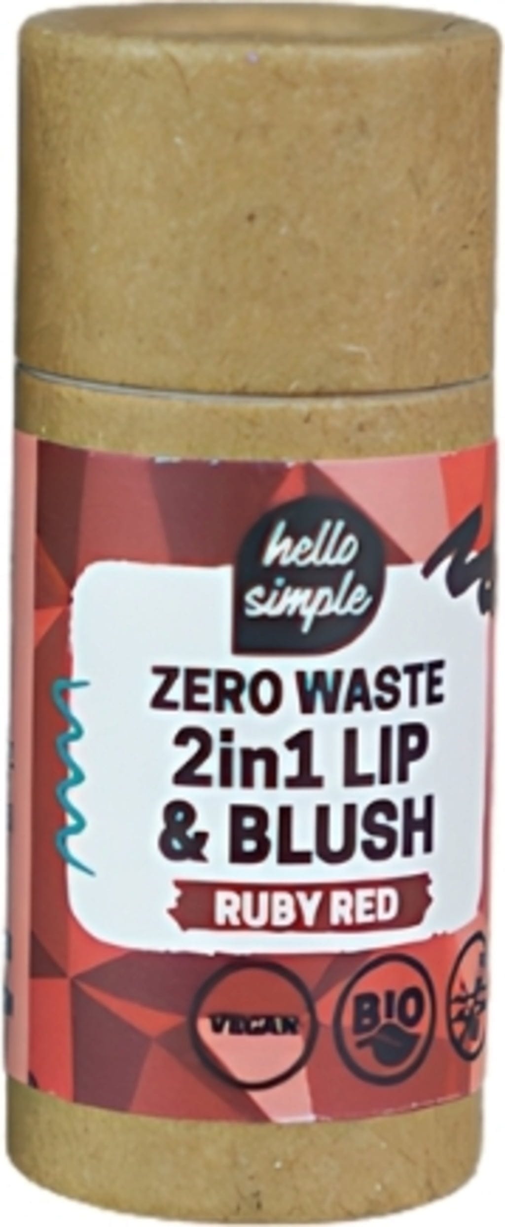 hello simple  Zero Waste 2 in 1 Lip Balm & Blush Ruby Red, 5 g
