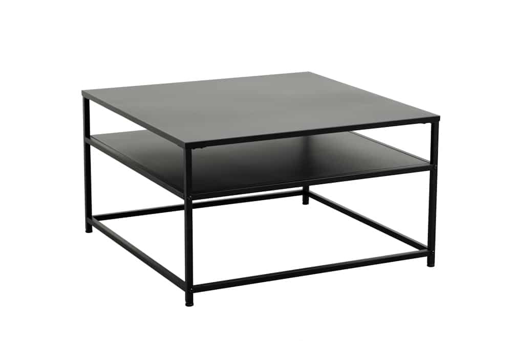 Moderner Couchtisch DURA STEEL 70cm schwarz Metall mit Ablagefach