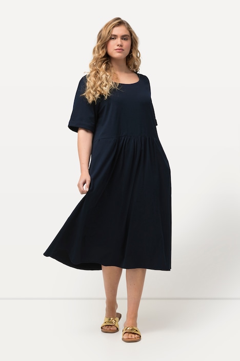 Jersey-Midikleid, A-Linie, Rundhals, Halbarm