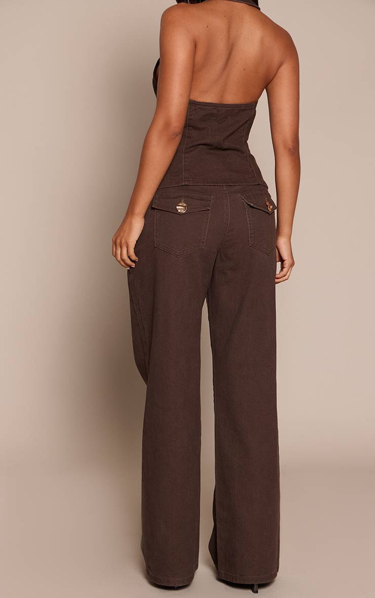 Chocolat Jean En Denim À Jambes Larges Avec Détails Contrastants Petite