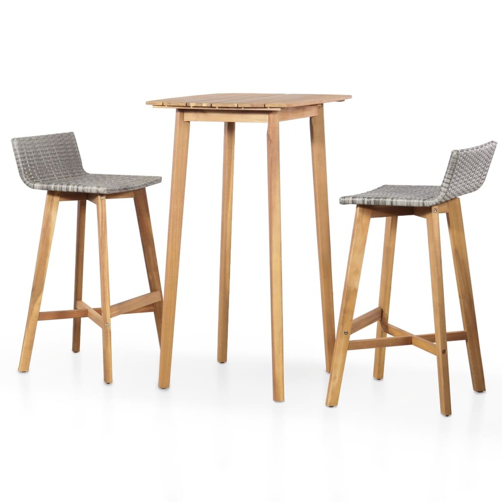 Mobilier de bar 3 pièces bois d'acacia solide