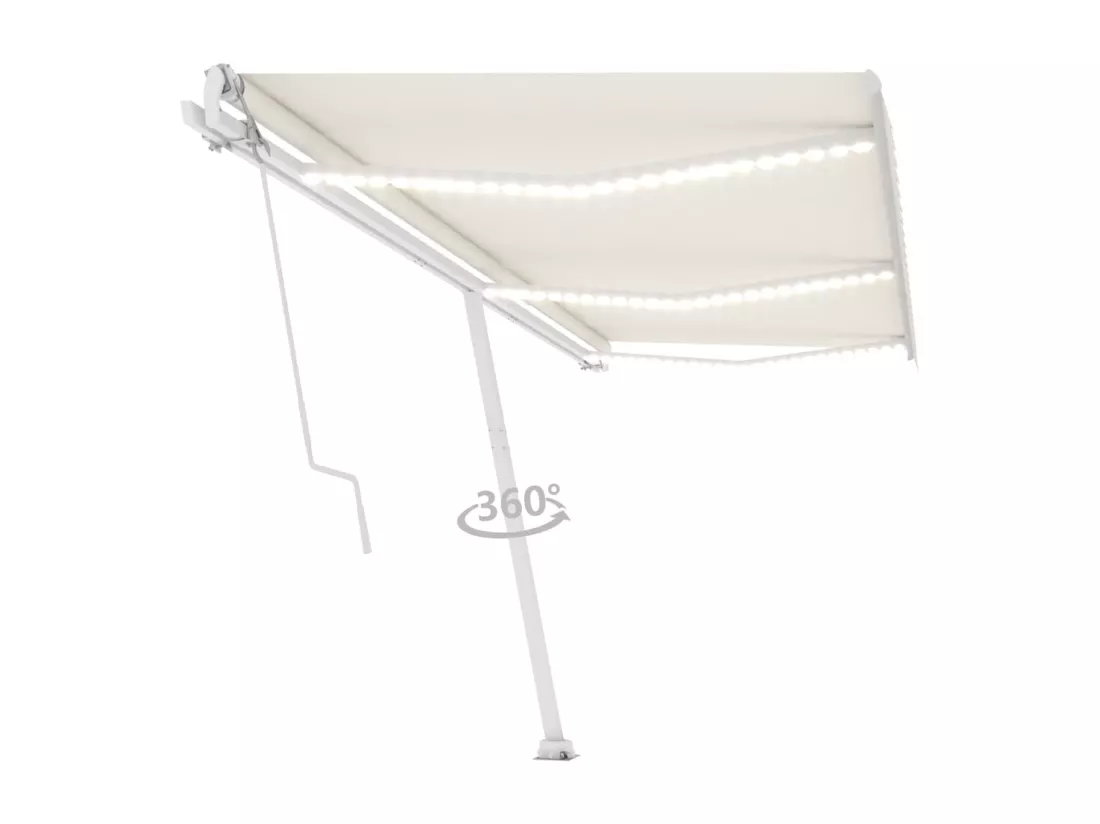 Auvent automatique avec capteur de vent et LED 600x300 cm Crème