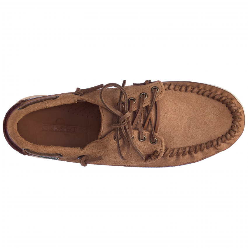 KEUKA LEA CANOE MOC BROWN COGNAC BROWN-Mocassin en daim graissé pour homme