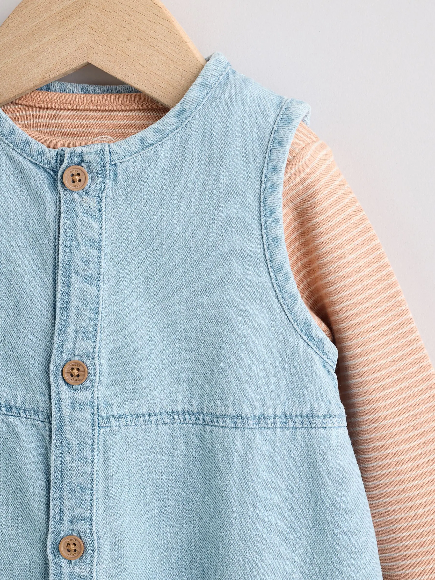 Denimblauw - Babyset van tuinbroek en rompertje (0mnd-2jr)