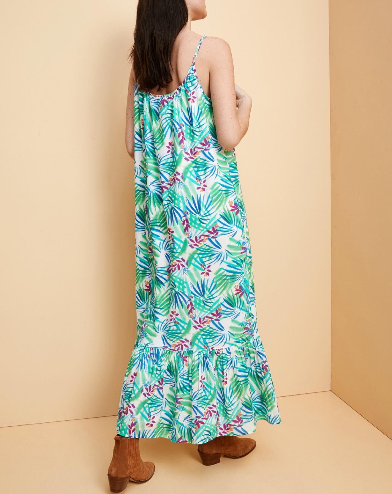 Cyrillus Robe longue imprimée Greenhouse verte