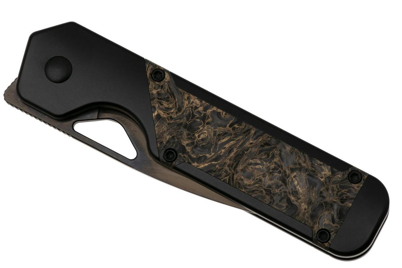 Kizer Militaw KI3634A3 Black S45VN, Contoured Black Titanium & Dark Matter Gold FatCarbon, zakmes, Jonathan Styles design