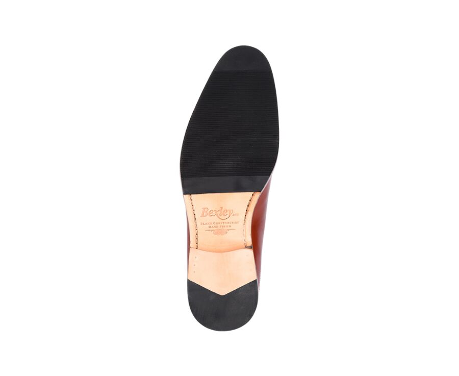 Richelieu homme Acajou semelle cuir avec patin - CORBY PATIN