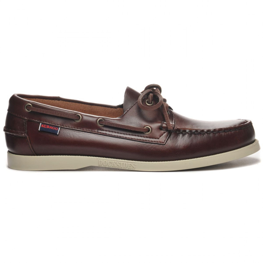 DOCKSIDES PORTLAND VEGTAN HAND TOTAL BRUSHED DARK BROWN-Chaussures bateau pour homme en cuir Portland