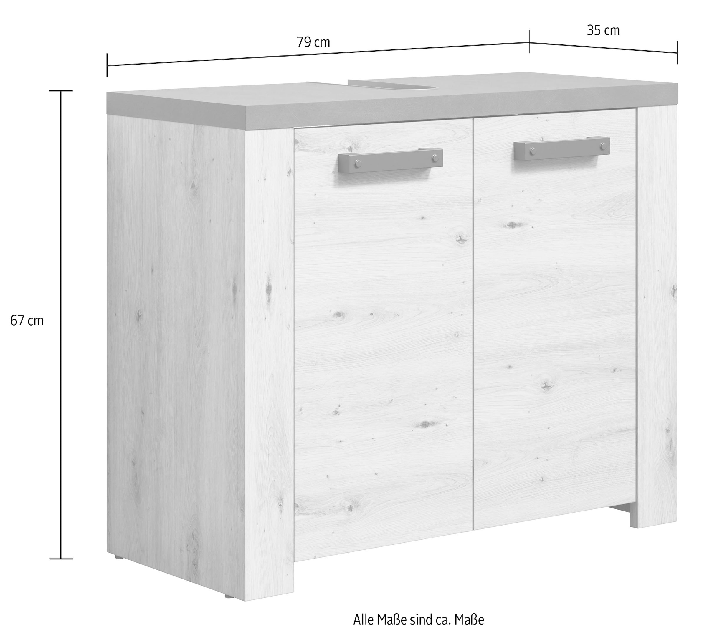welltime Waschbeckenunterschrank »Ambres« Waschbeckenunterschrank mit 2 Türen - (B/T/H) 79/35/67 cm