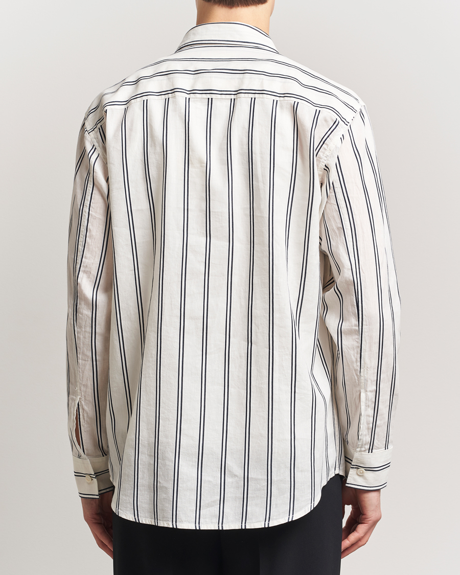 NN07 Freddy Striped Cotton/Linen Shirt White/Black
