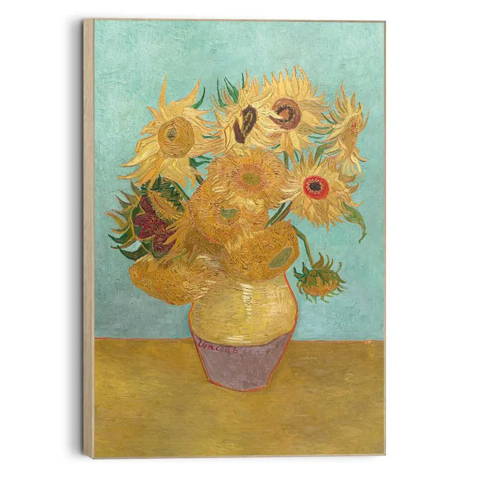 Schilderij Van Gogh - Zonnebloemen - 60x90cm - Geel