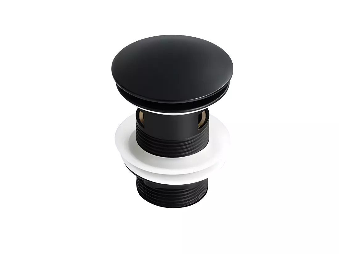 LuxuryBain- Bonde de lavabo, vasque, evier universelle noir avec trop plein, bonde Pop Up (push-up) Automatique