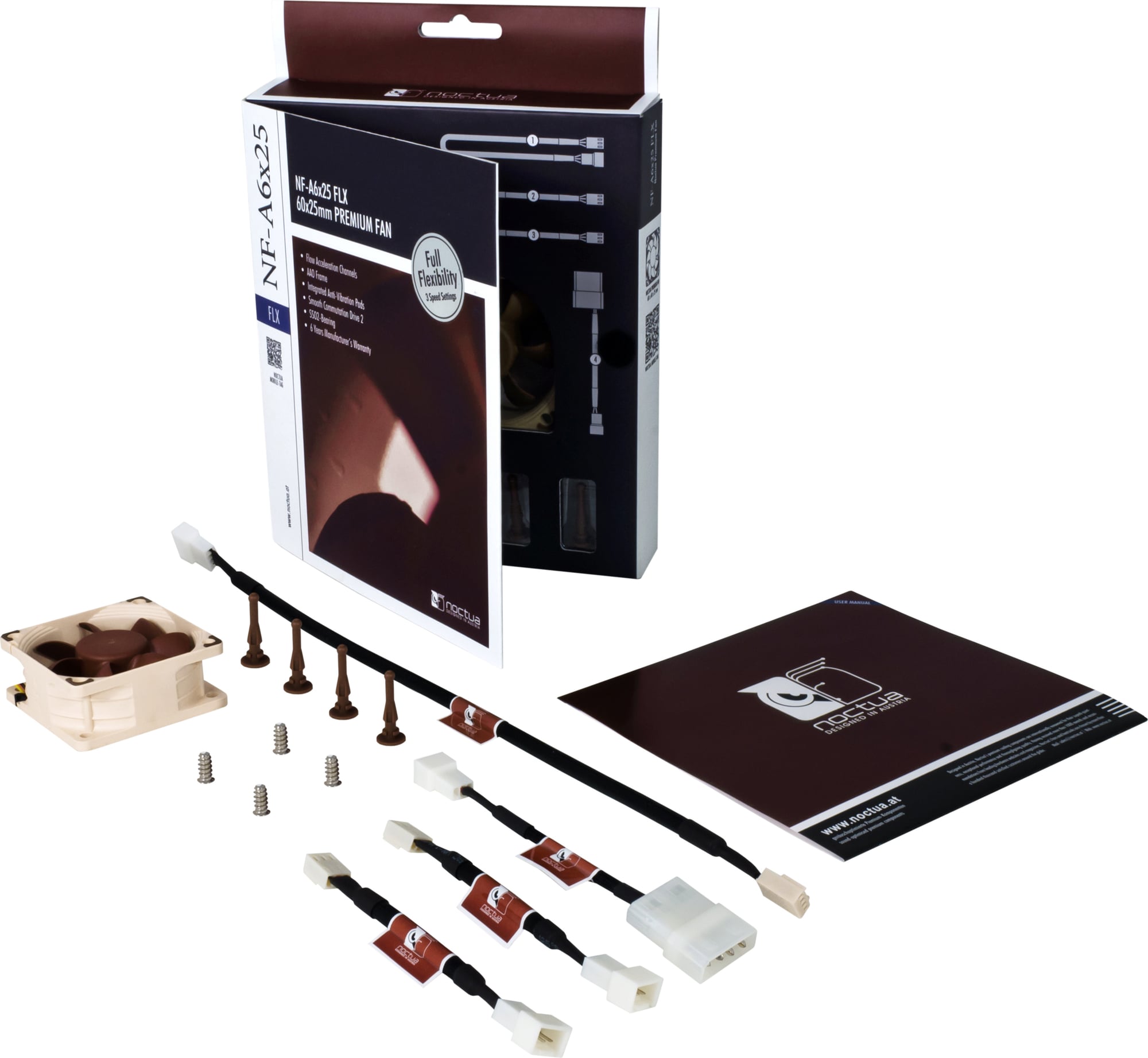 Noctua  Lüfter 12V NF-A6x25, FLX    Hochoptimierter leiser 60 x 25 mm Premium-Fan