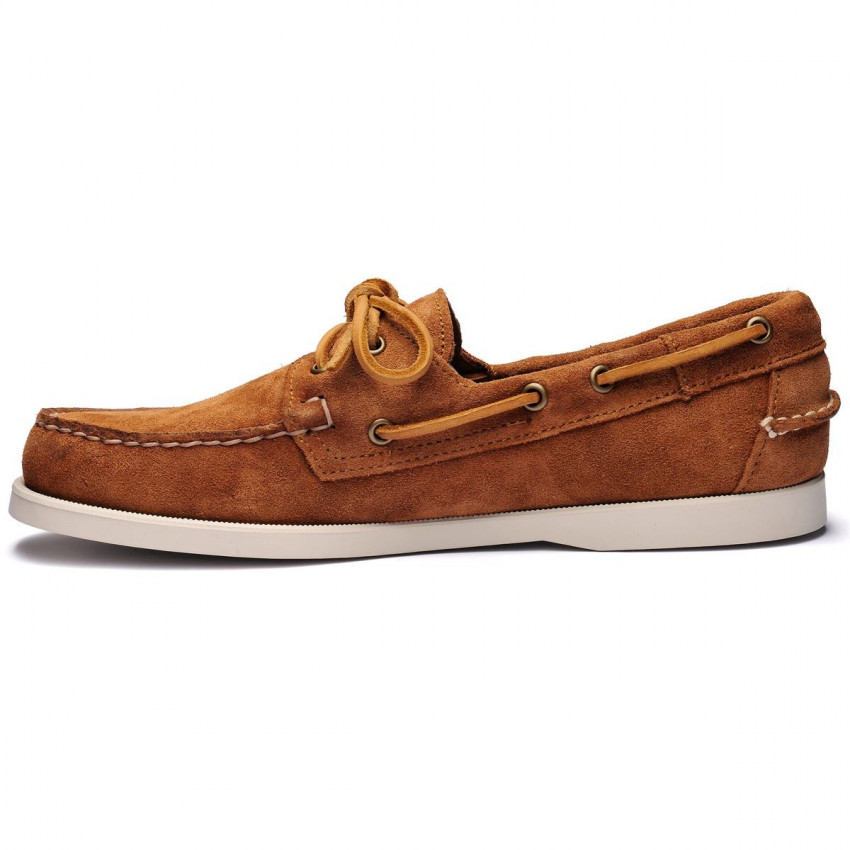 DOCKSIDES SUEDE BROWN COGNAC-Chaussures bateau pour homme en suede cognac Portland