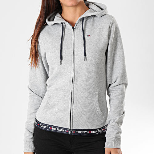 Sweat Zippé Capuche Femme 00582 Gris Chiné