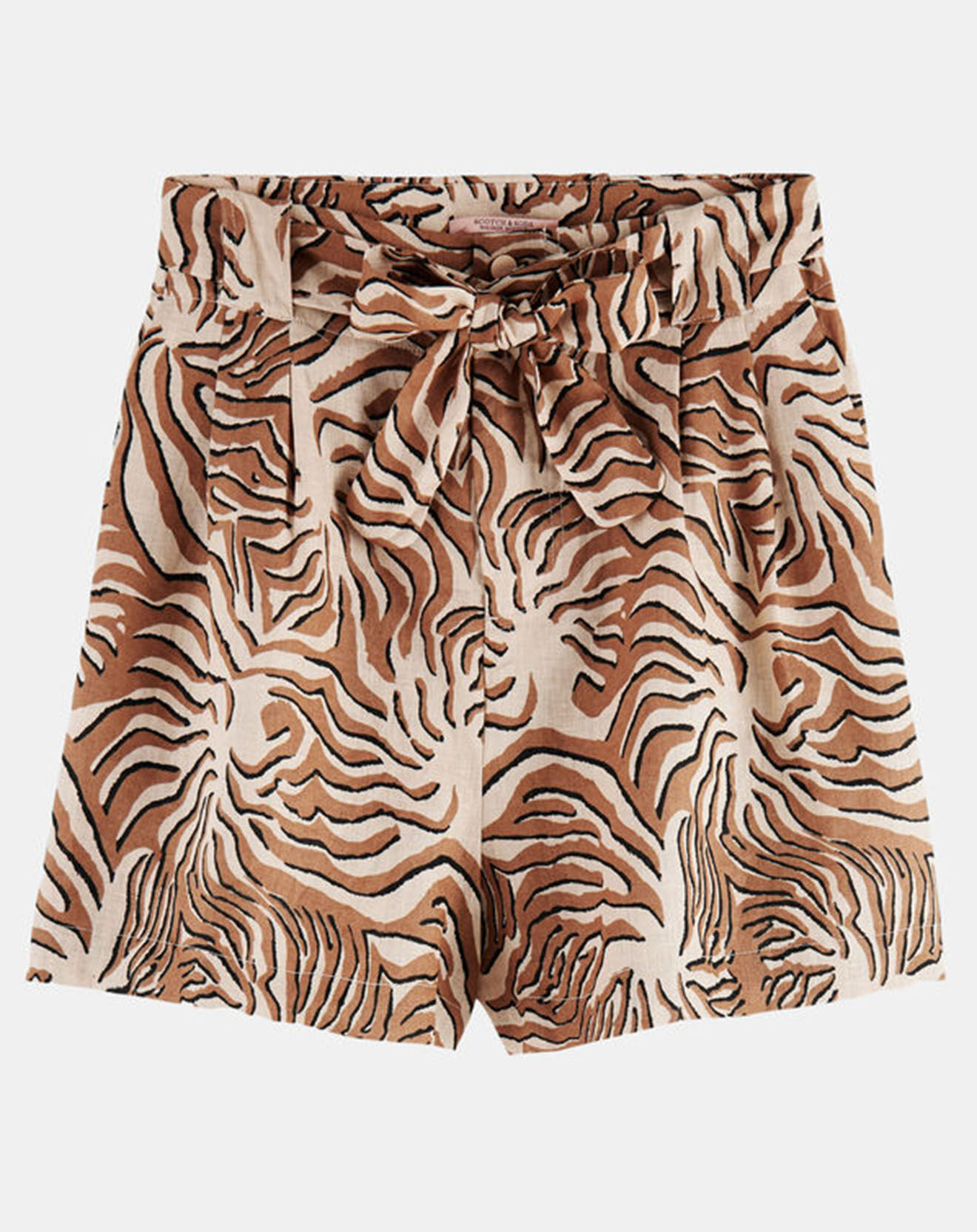 Scotch & Soda Short 100% Lin print corail marron