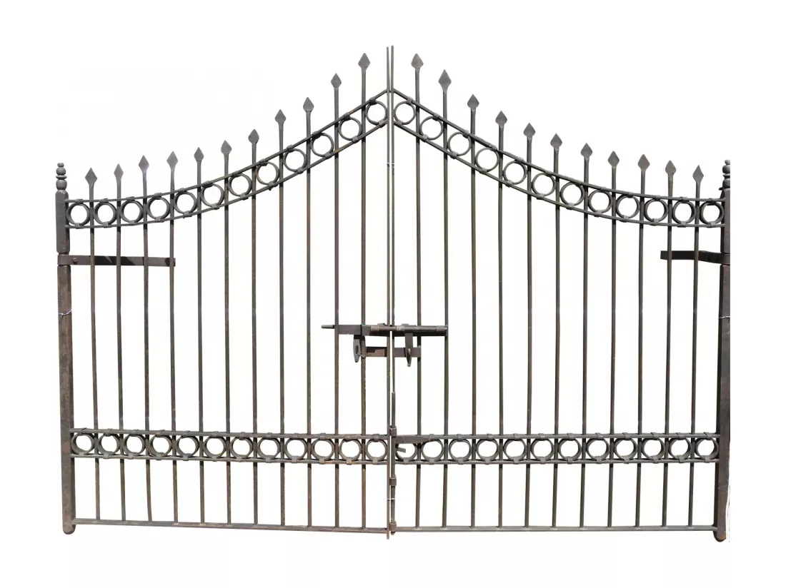 BISCOTTINI Portail - Fer Forgé Finition Antique - Clôture en Fer - Portail en Métal - Porte Décorative - Portail d'Entrée - 335x10x245cm - Une Pièce