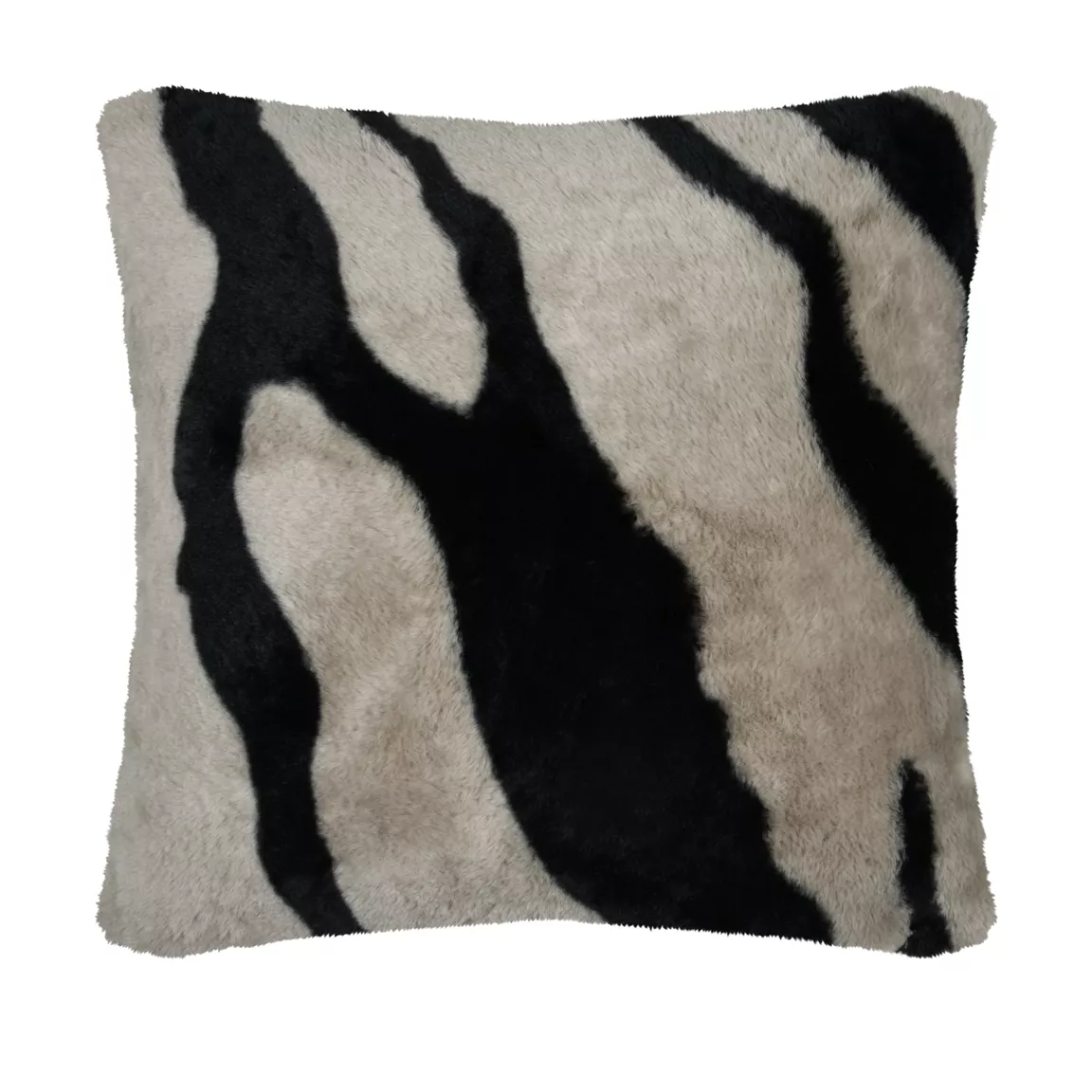 Coussin carré fausse fourrure zébre (45 x 45 cm) Fauves Taupe