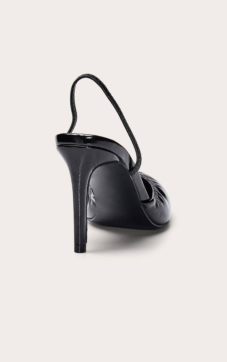 Noir Escarpin Slingback Bout Rond En SYNTHÉTIQUE Plissé