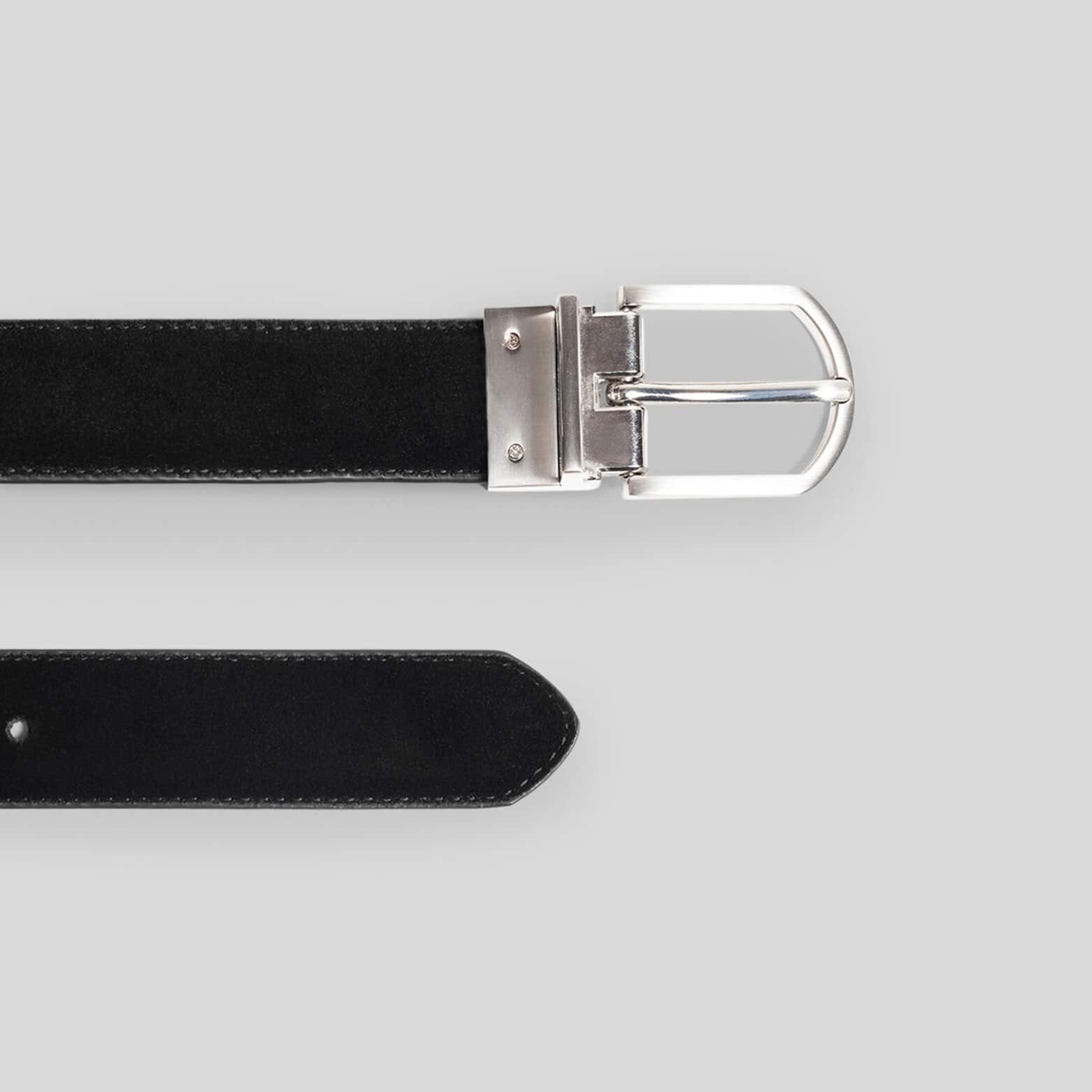 Ceinture réversible à boucle en Suède Noir