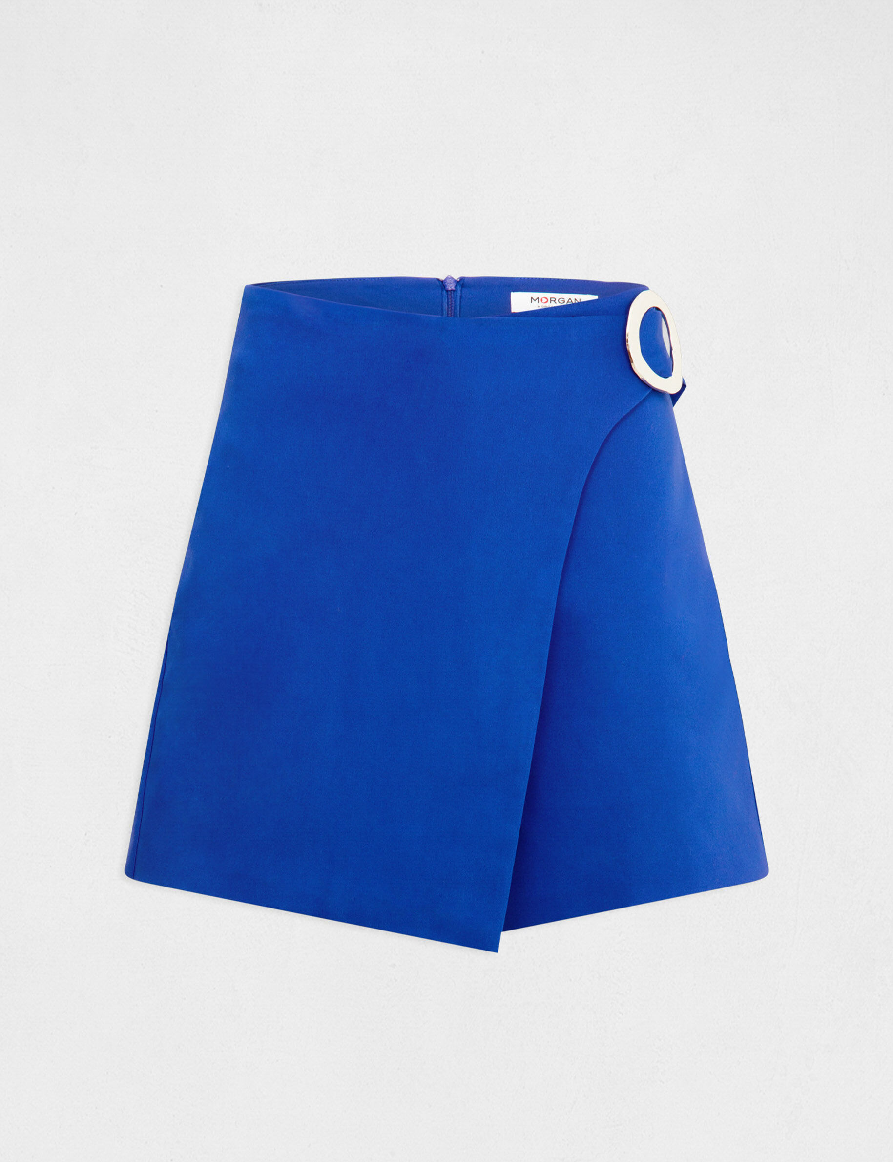 Jupe-short droite avec boucle bleu electrique femme - bleu_electrique
