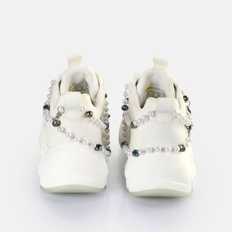 Binary Charm Baskets basses véganes, blanc perle