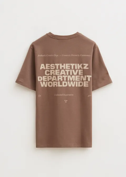 T-shirt met print worldwide bruin (TAU.D)