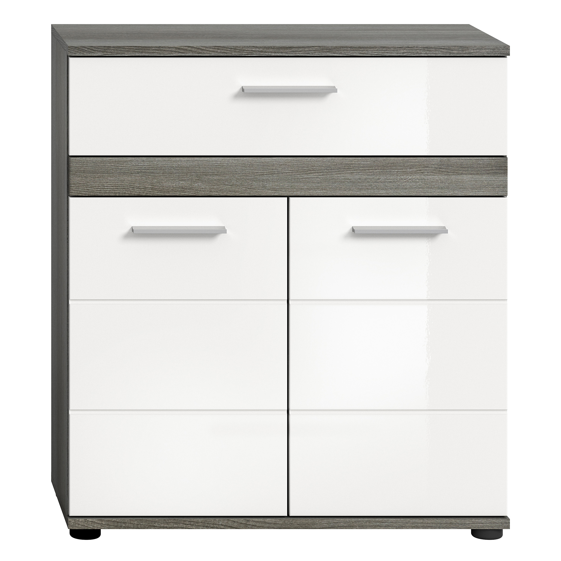 Unterschrank BLAKE - weiß Hochglanz - Rauchsilber - 71 cm