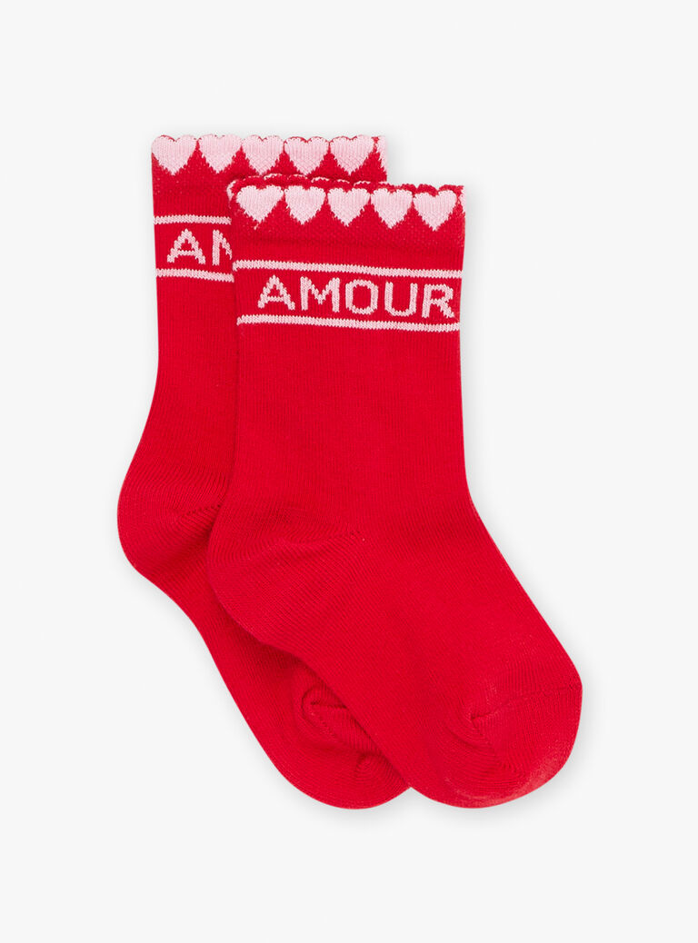 Lot de 3 paires de chaussettes rouges, roses et écrues