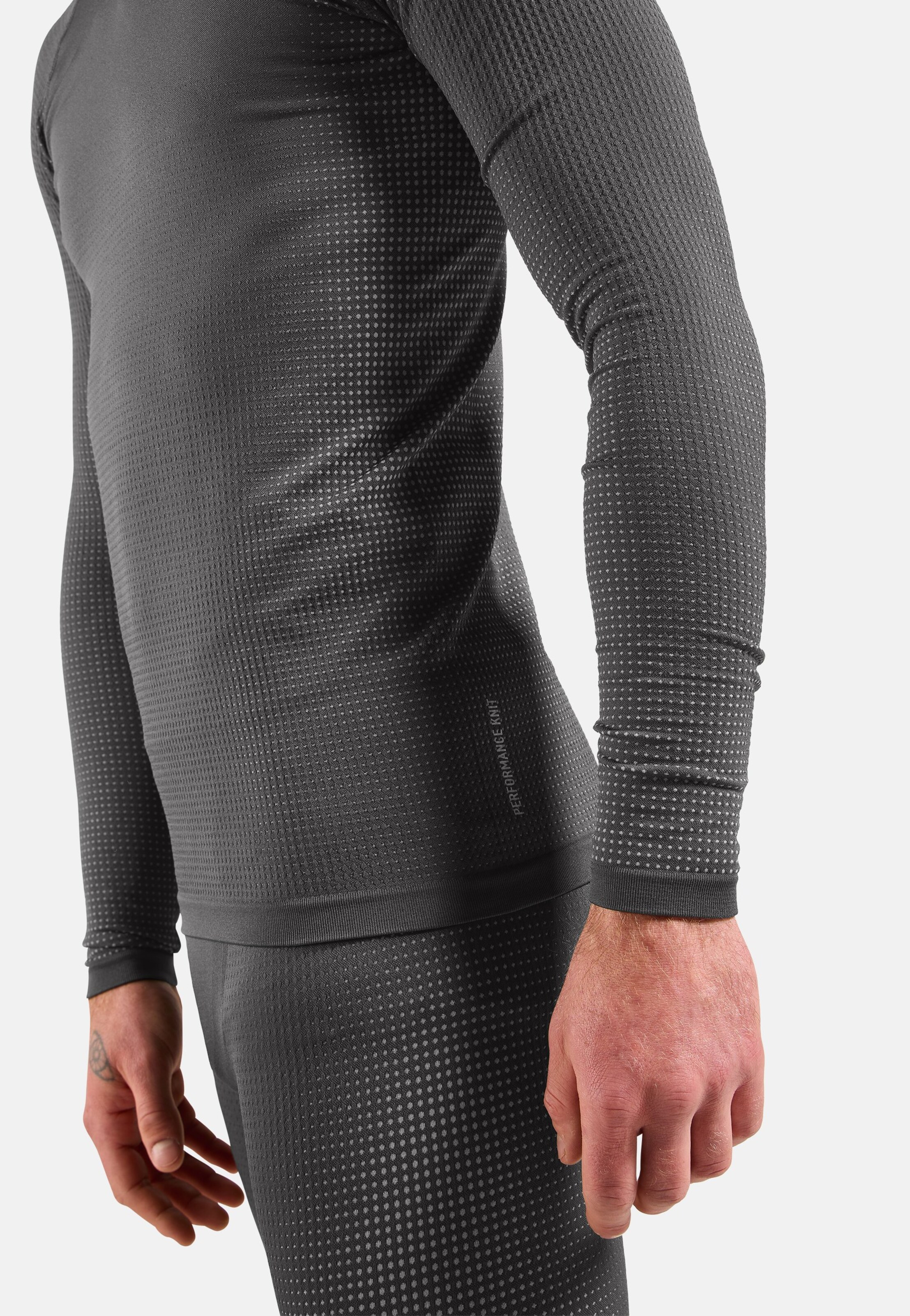 Performance Warm Base Layer Langarmshirt in grey melange - black