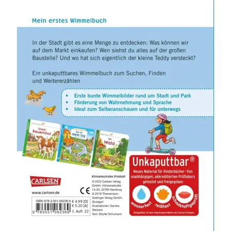Carlsen Unkaputtbar: Mein erstes Wimmelbuch: Unterwegs in der Stadt