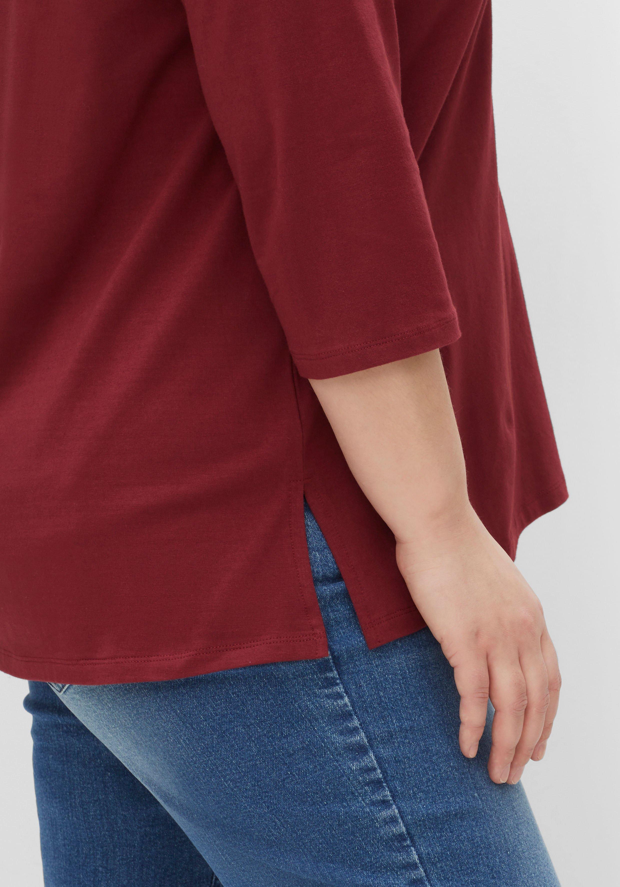 Shirt aus Jersey, mit V-Ausschnitt und Kellerfalte