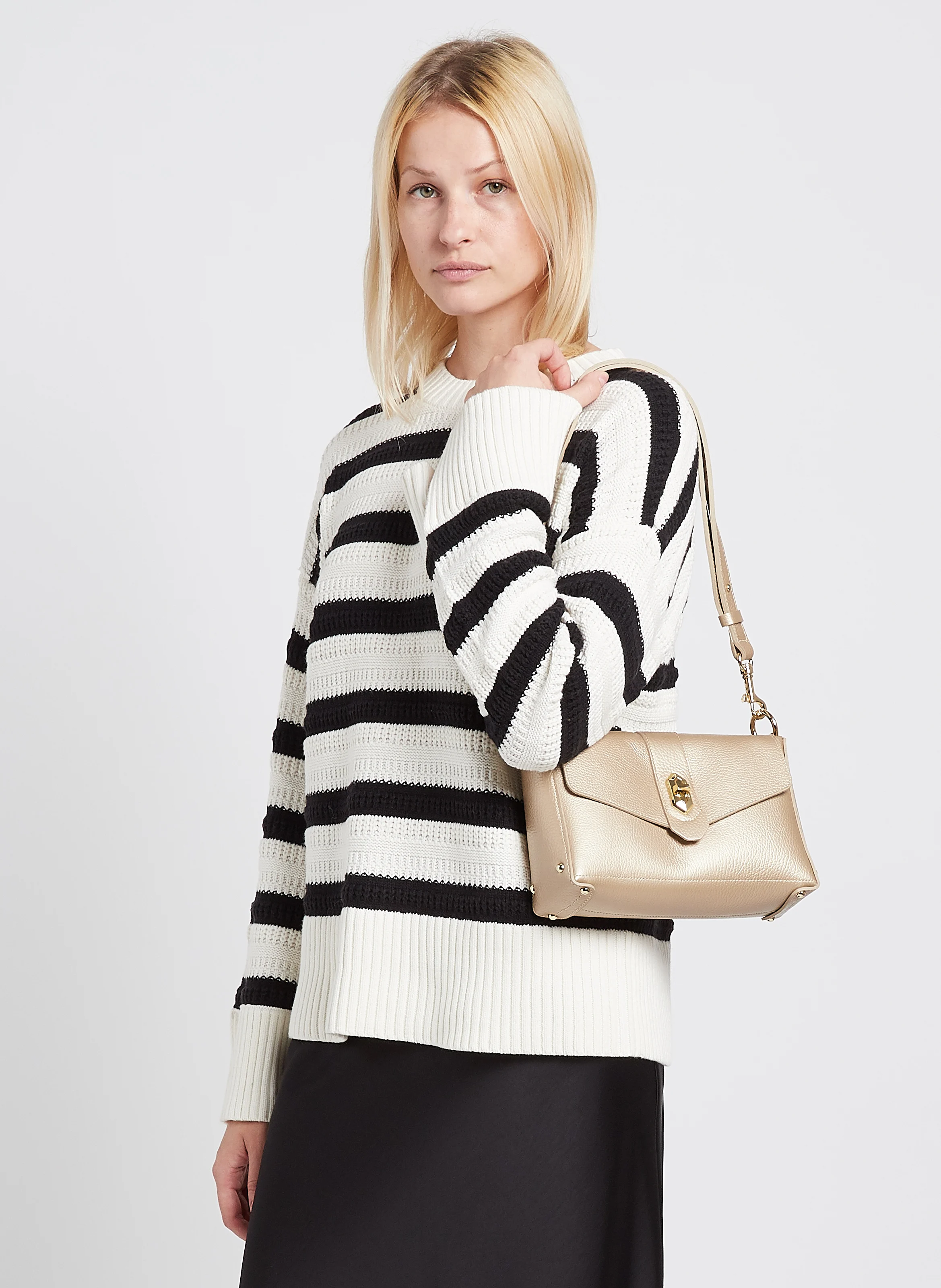 Sac bandoulière en cuir| Doré
