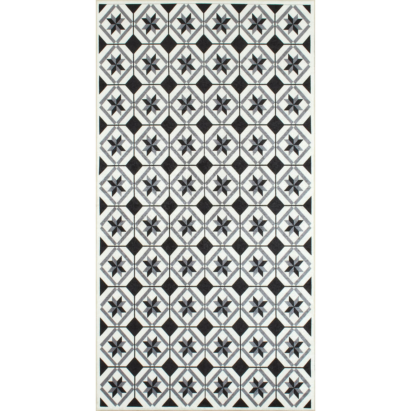 Nazar Rugs Tapis Azulejo 754 noir - 80x150 cm