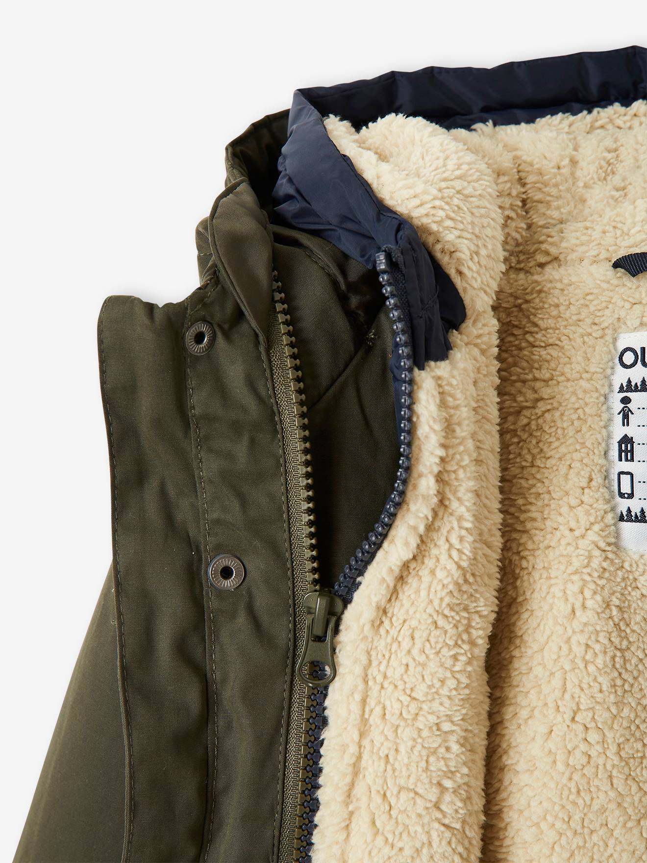 Parka 3 em 1 com jaqueta removível, infantil, azul escuro
