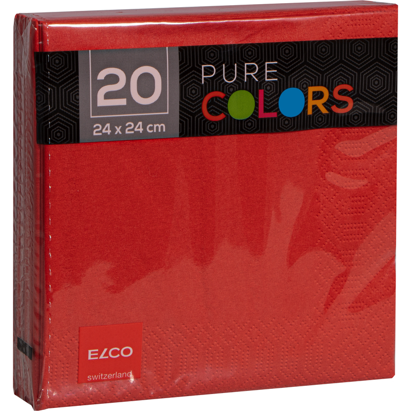 Elco Servietten Pure Colors, 24 x 24 cm,  1/4-Falz, rot, 20 Stück
