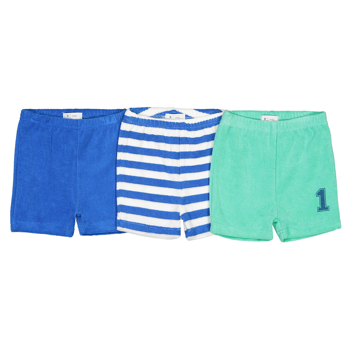 COLEÇÃO LA REDOUTE<br>Conjunto de 3 shorts de tecido atoalhado