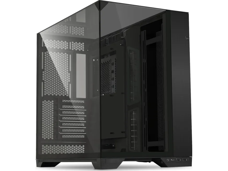 Lian Li O11 Vision Compact - Tower - udvidet ATX - sidepanel med vindue (hærdet glas) - ingen strømforsyning - sort - USB/Lyd