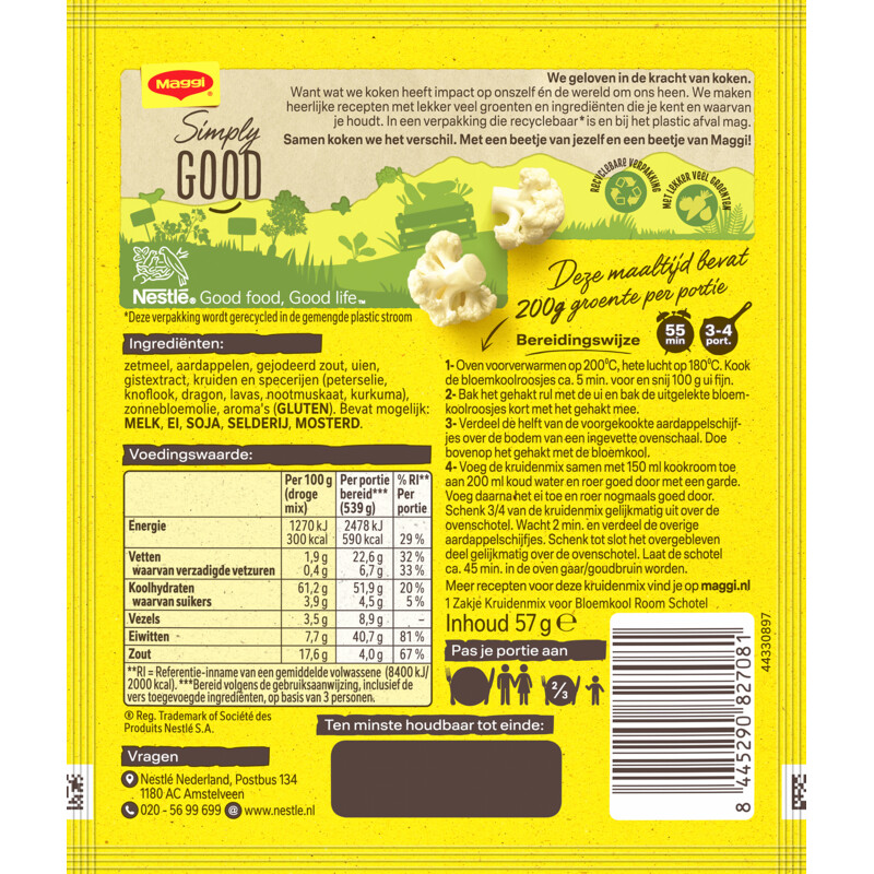 Maggi Ovenschotel bloemkool room