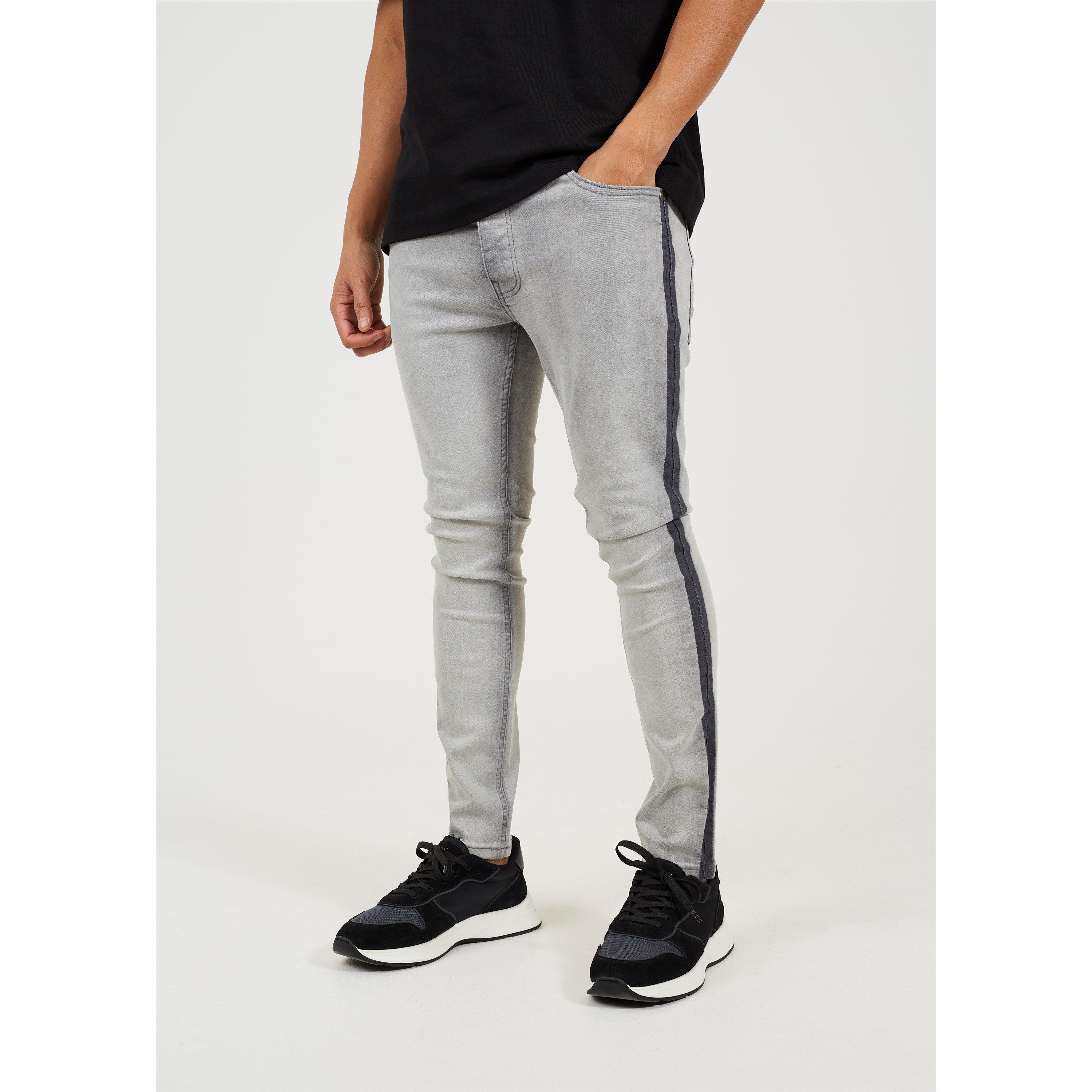Brave Soul Grey Wash Skinny Jean with Stripe