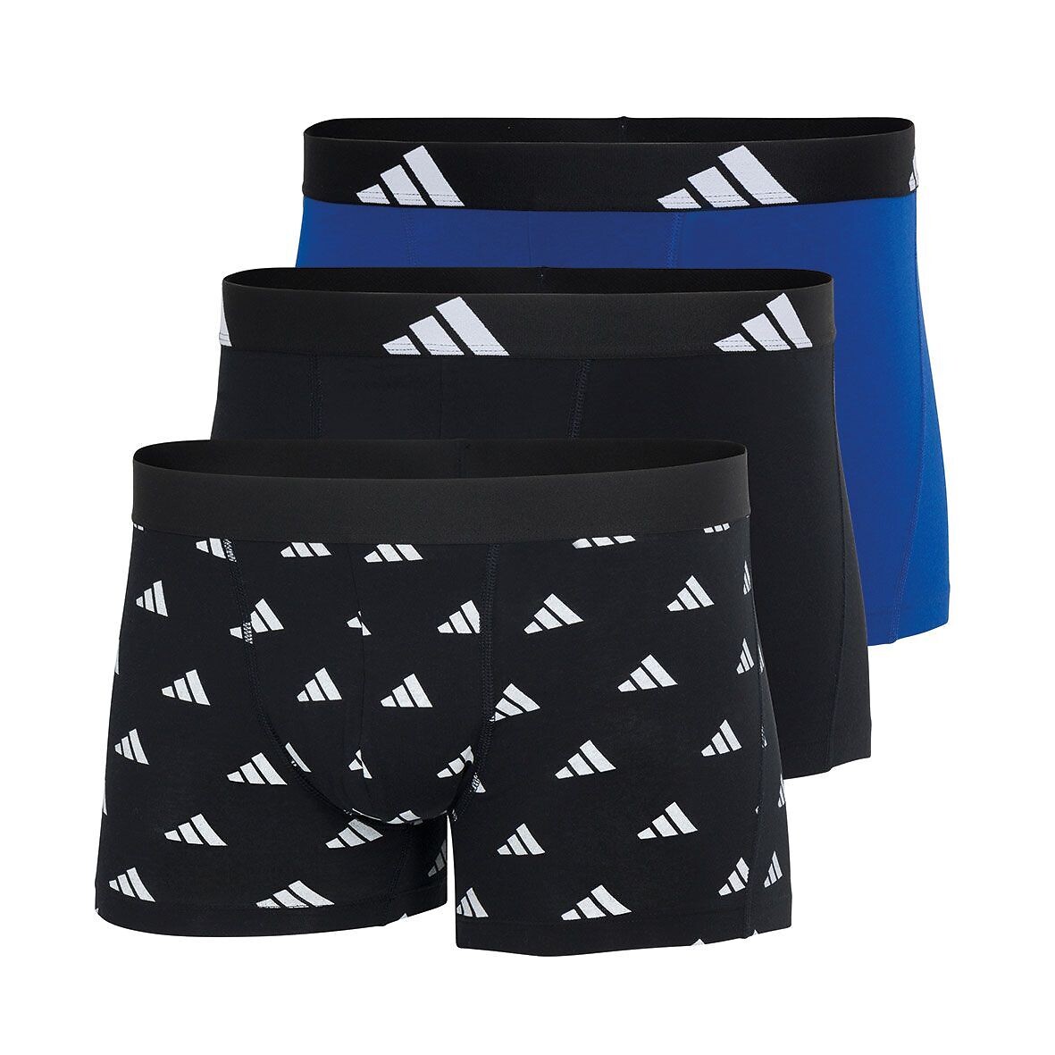 ADIDAS ROUPAS ESPORTIVAS<br>Conjunto de 3 cuecas boxer lisas de algodão, Active Flex