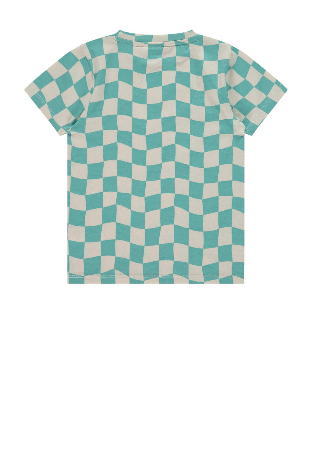 Stains&Stories T-shirt met all over print turquoise/wit