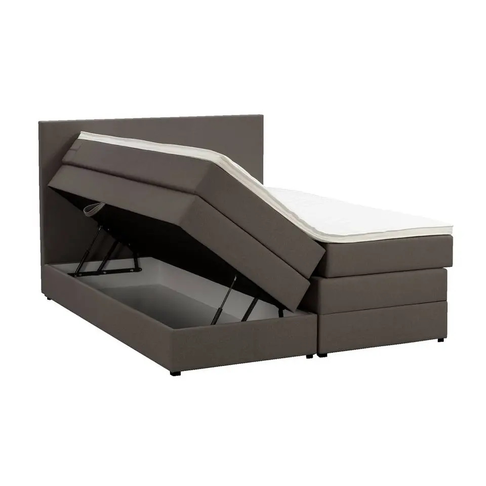 Boxspring met opbergruimte Liv egaal - donkerbruin - 180x200 cm