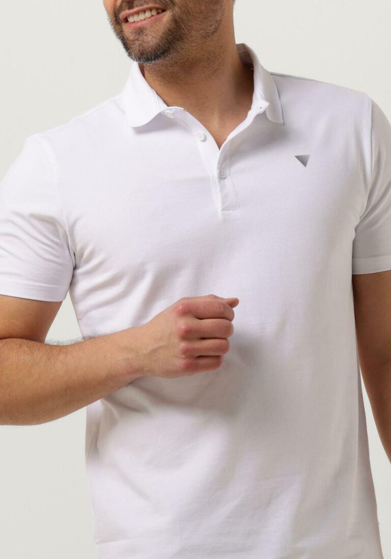 PUREWHITE witte purewhite polo polo with button placket and small print on chest