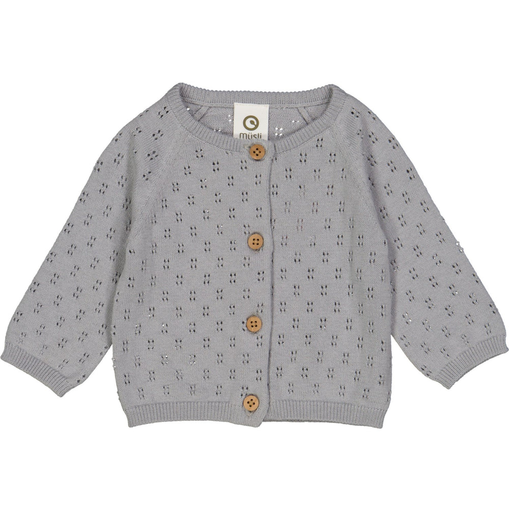 Køb Müsli Jasmin Blue Strik Pointelle Cardigan
