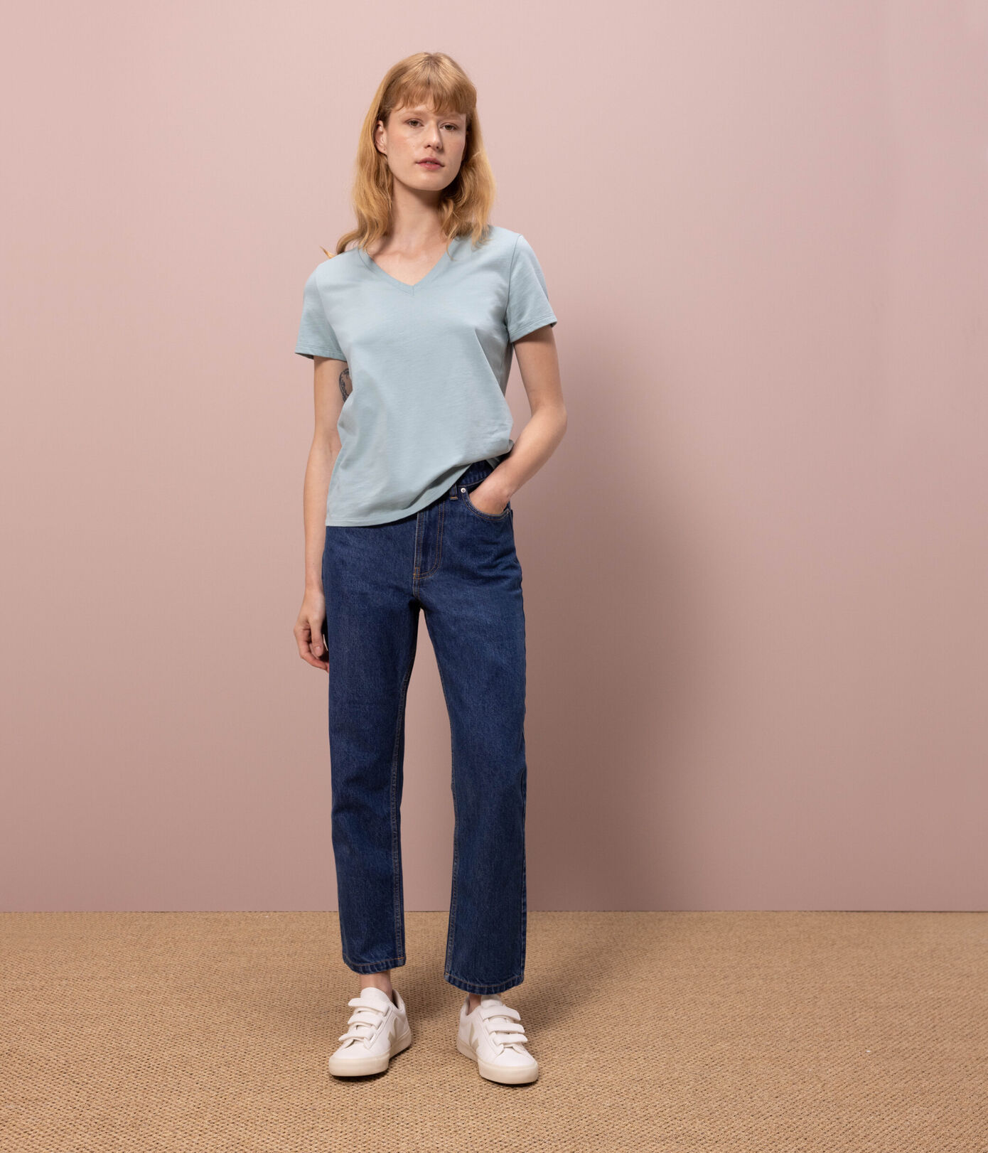 Tee-shirt LE DROIT col V en coton Femme