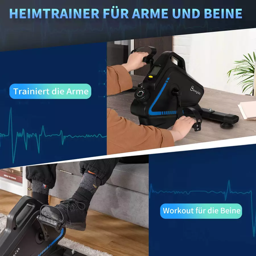 HOMCOM Mini Heimtrainer mit einstellbarem Widerstand schwarz