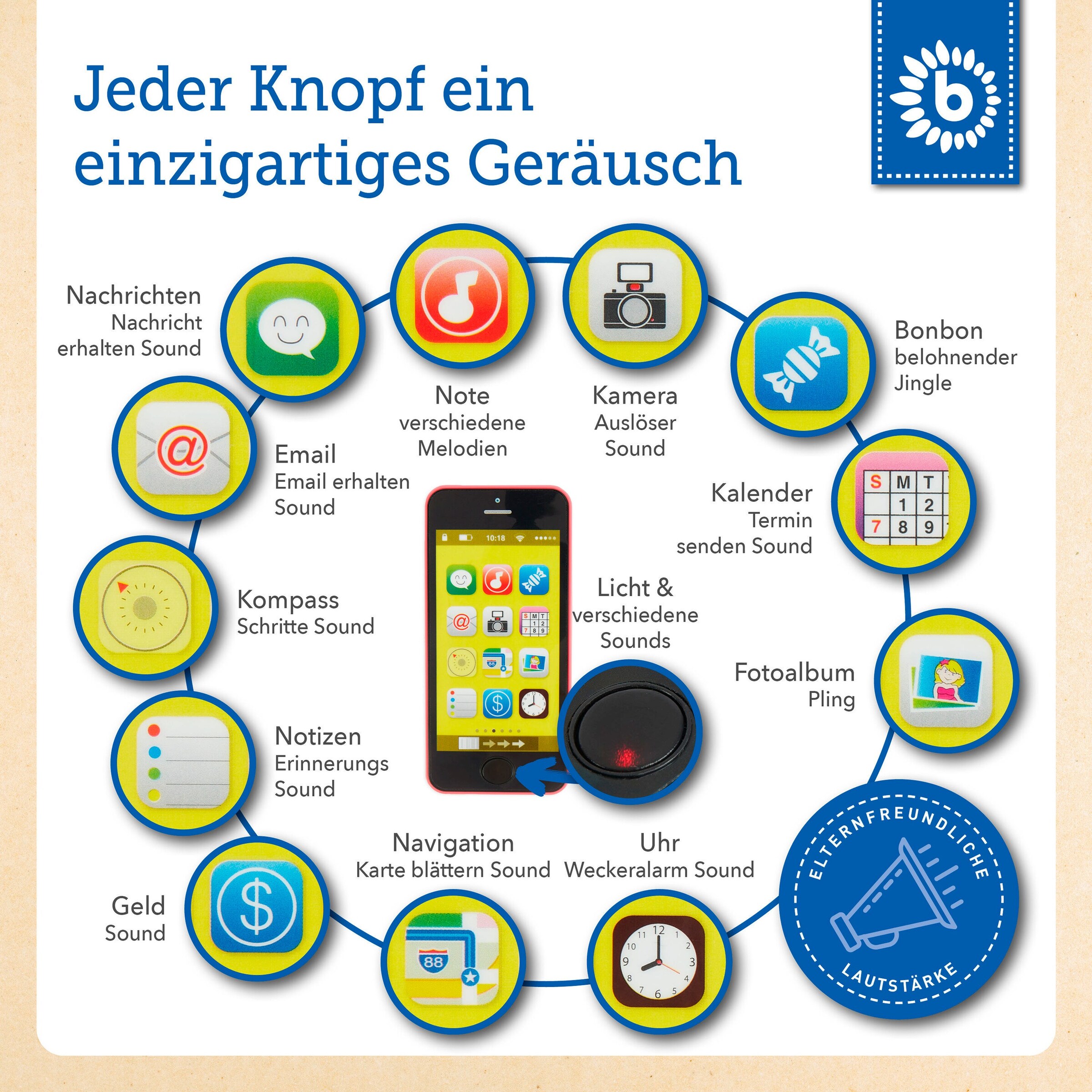Bieco Lernspaß Kinder Smartphone Rosa